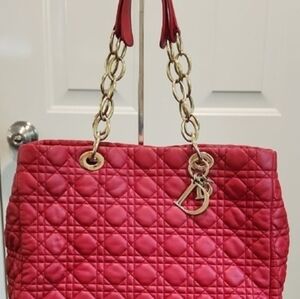 Christian Dior Canage Lambskin Leather Tote Bag Gold Hardware